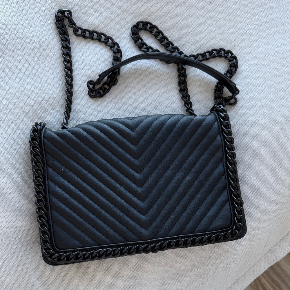 Aldo Black Chevron Crossbody Bag
